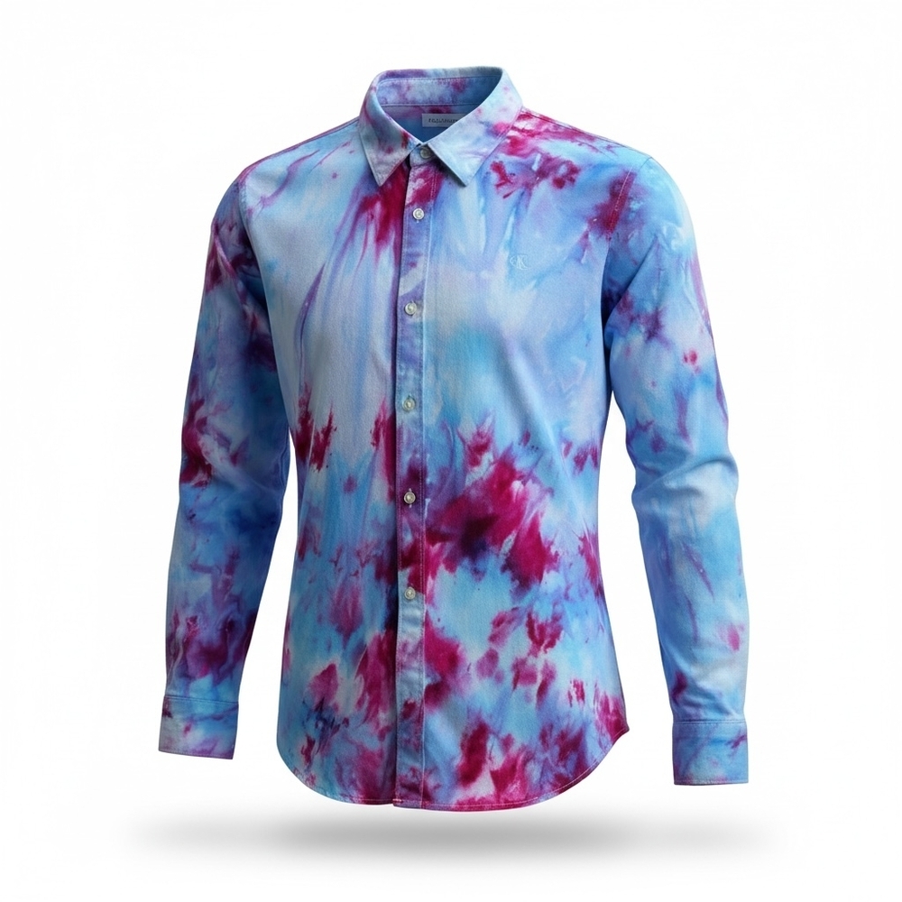 Calvin Klein Blue and Purple Tie-Dye Shirt Jacket